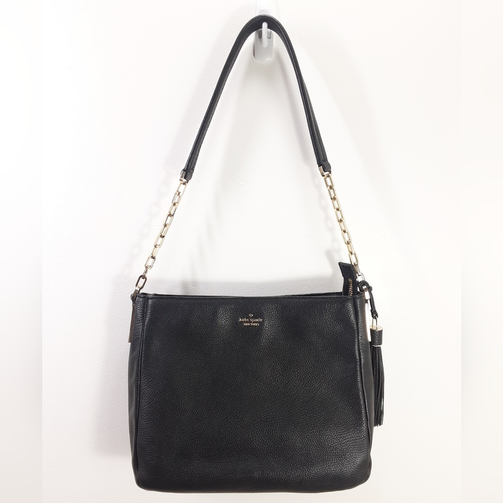 Kate Spade New York Black Pebbled Leather Shoulder Bag Hobo Flaw